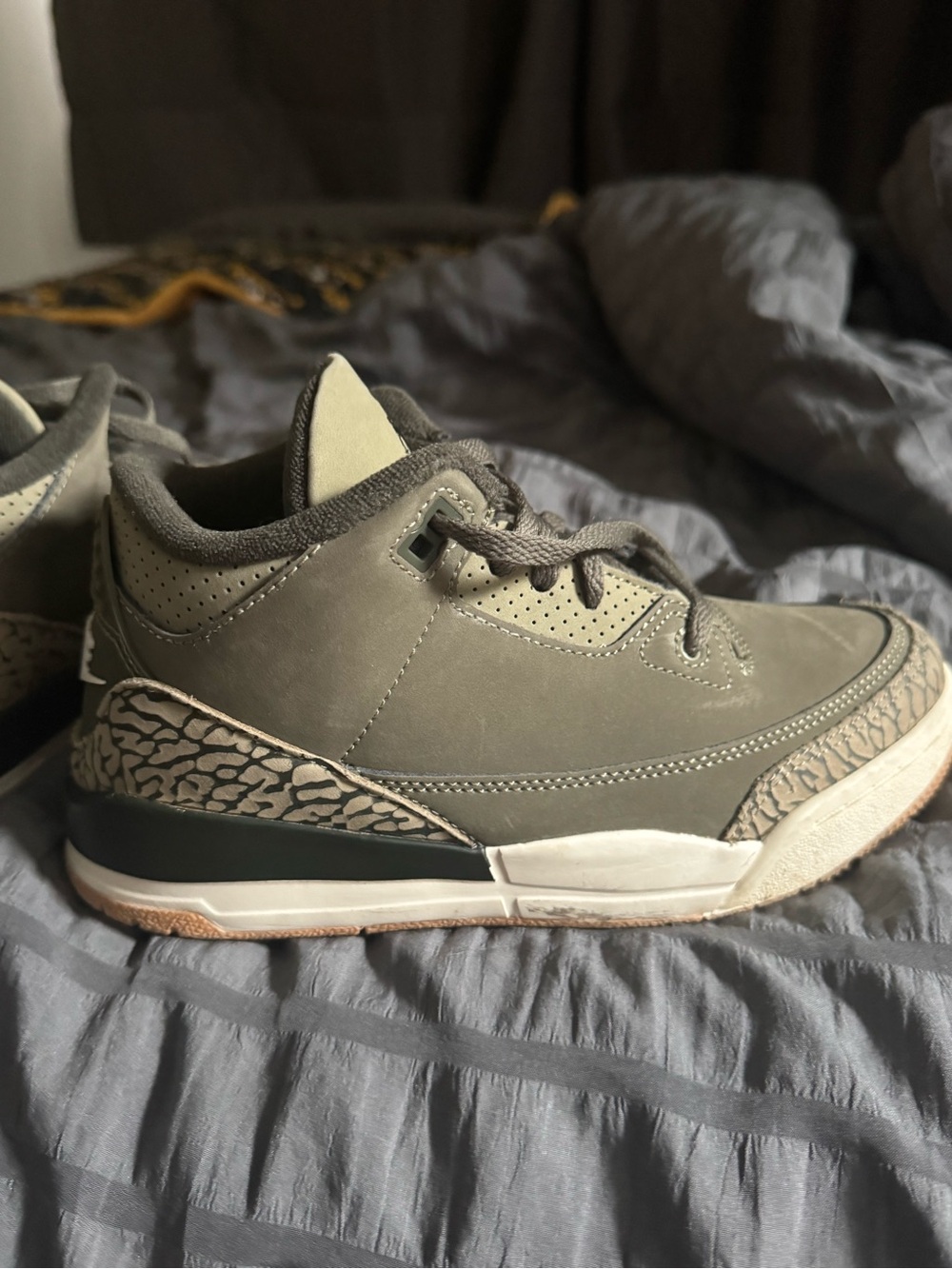 Nike Kids Olive Grey Retro Basketball Sneakers